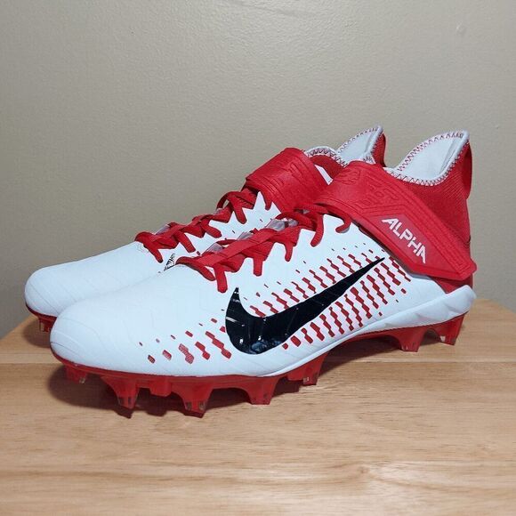 Nike Alpha Menace Pro 2 Mid Football Cleats White Red BV3945-105 Men\'s Size 14.5 main image 4